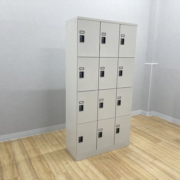 12人用シューズBOX 3列4段 SLK型 扉付 シューズボックス 下駄箱 業務用 コクヨ グレー