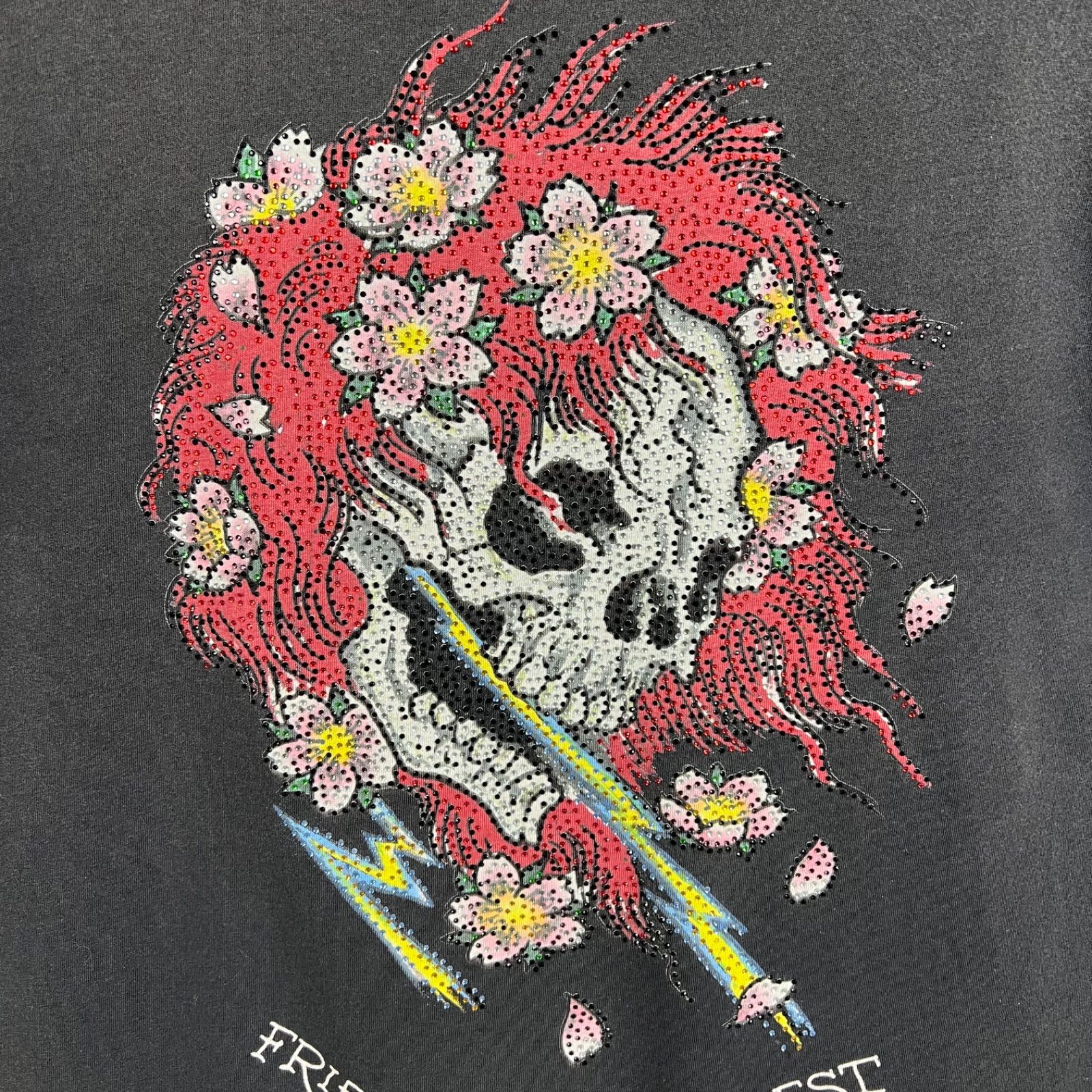 y2k❤️ 00s Ed Hardy ラインストーン ロゴ 薔薇 タンクトップ Ed Hardy 00s y2k archive skull girl stone Tee M エドハーディー