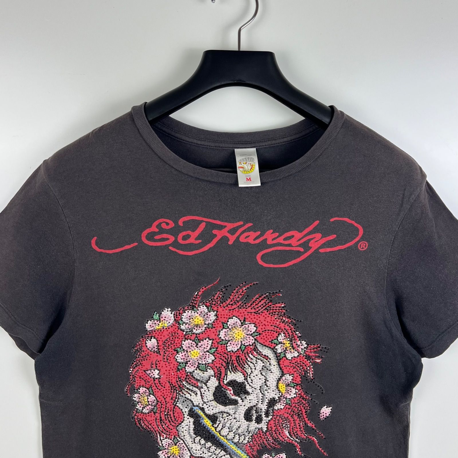 y2k❤️ 00s Ed Hardy ラインストーン ロゴ 薔薇 タンクトップ 00s Ed Hardy タンクトップ スパンコール Y2K アーカイブ M 黒 - メルカリ