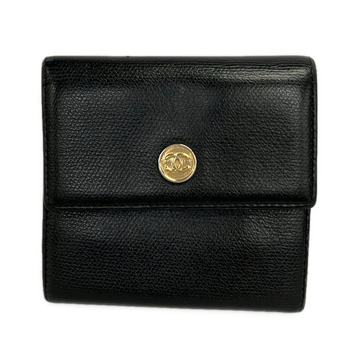 ✨正規品✨ CHANEL シャネル 折り財布　Wホック　ココボタン　ブラック CHANEL(シャネル) Wホック財布 ココボタン 黒 レザー - メルカリ