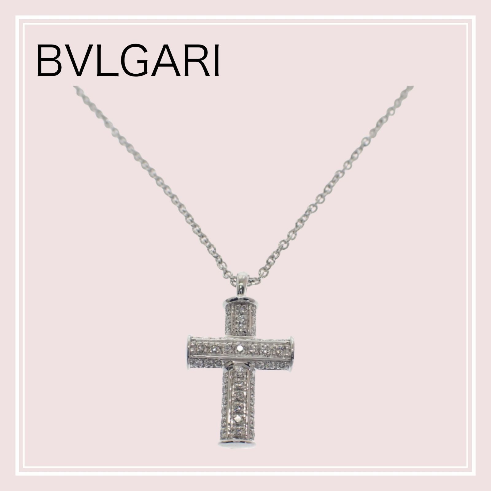 【BVLGARI】ラテンクロス 328947 ネックレス K18ホワイトゴールド ダイヤモンド メンズ レディース ユニセックス【ジュエリー/アクセサリー】