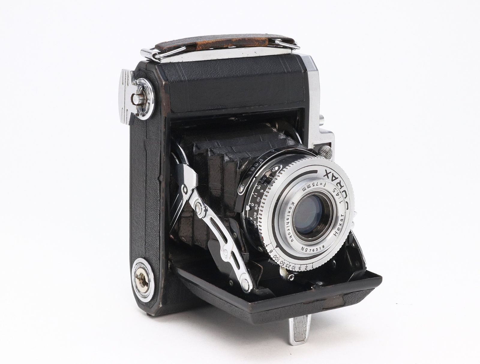 B (並品) 小西六 KONISHIROKU Pearl II Hexar 75mm F4.5 6×4.5 中判フィルムカメラ 初期不良返品対応 44-271