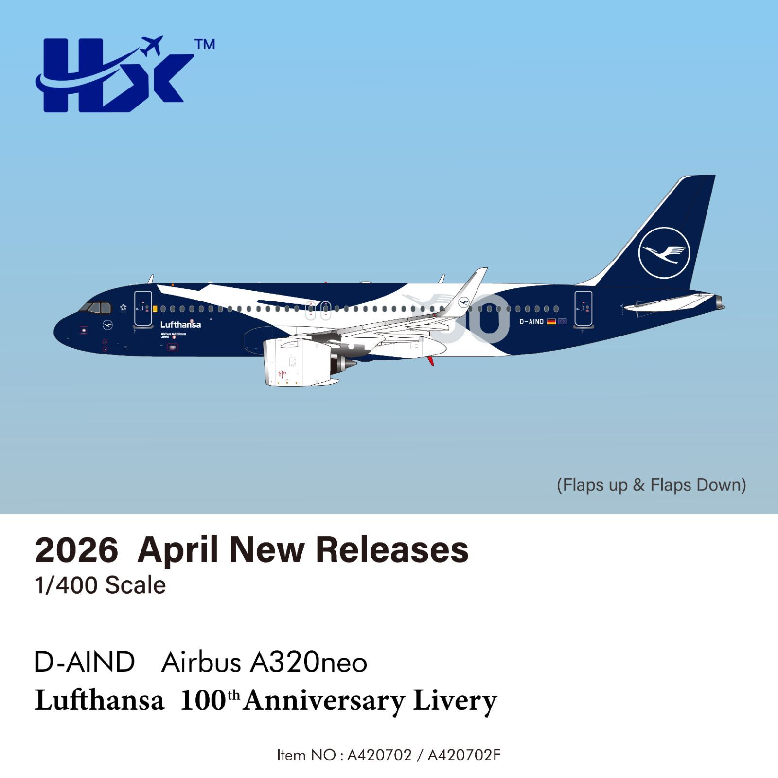 HX Models ルフトハンザ A320neo D-AIND 100周年記念塗装 1/400