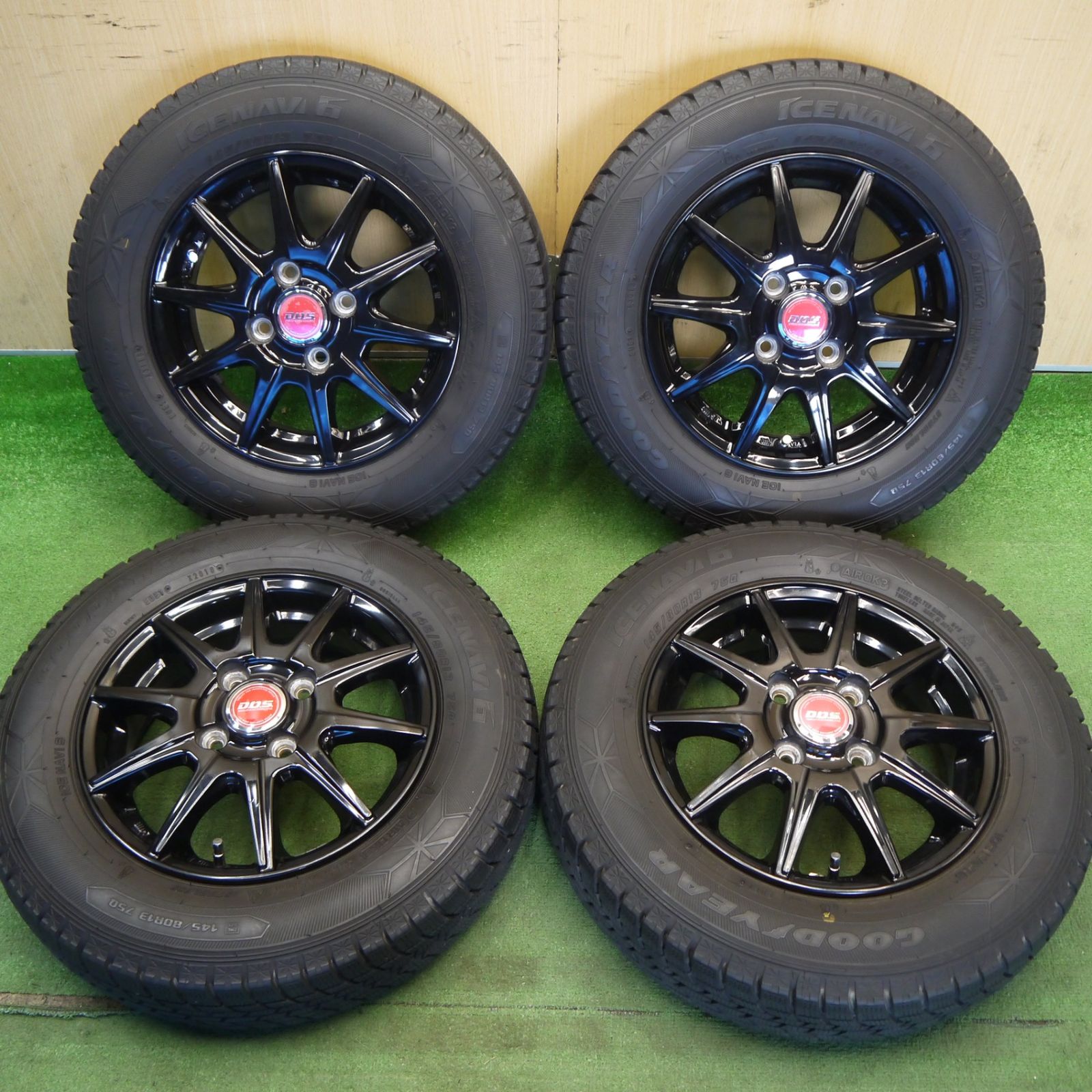 807-4)工賃込み！145/80R13グッドイヤースタッドレス中古4本セット！16年製アイスナビZEAⅡ グッドイヤー（GOODYEAR） 中古タイヤ スタッドレスタイヤ 4本セット