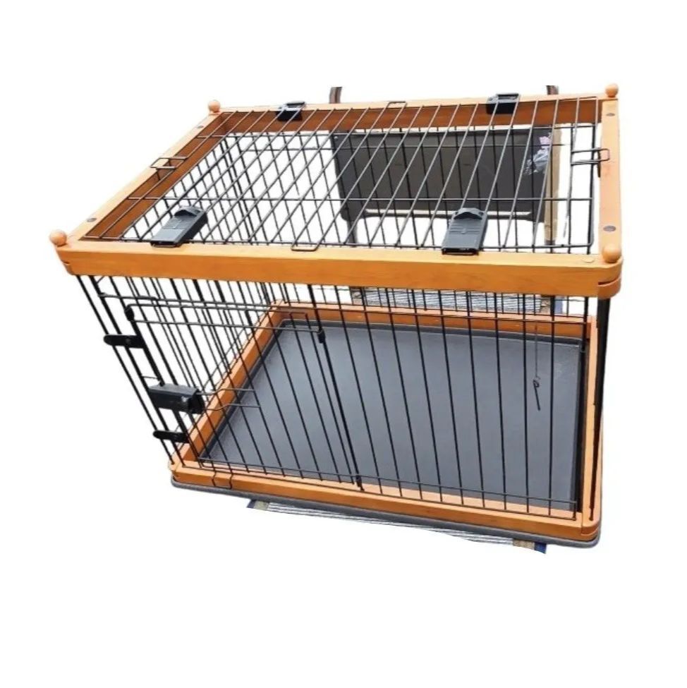 5 S04116 ペット 底面トレー付き木製ケージ 犬用 木製 cage 90×60×60cm ゲージ犬 小型犬 中型犬 サークル ウッディ 天然木 犬 猫 小動物
