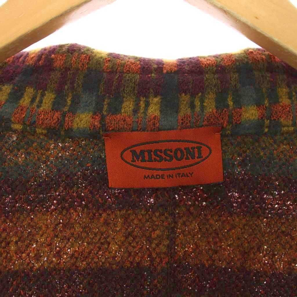 ミッソーニ MISSONI テーラードジャケット 総柄 ウール ナイロン 44 茶