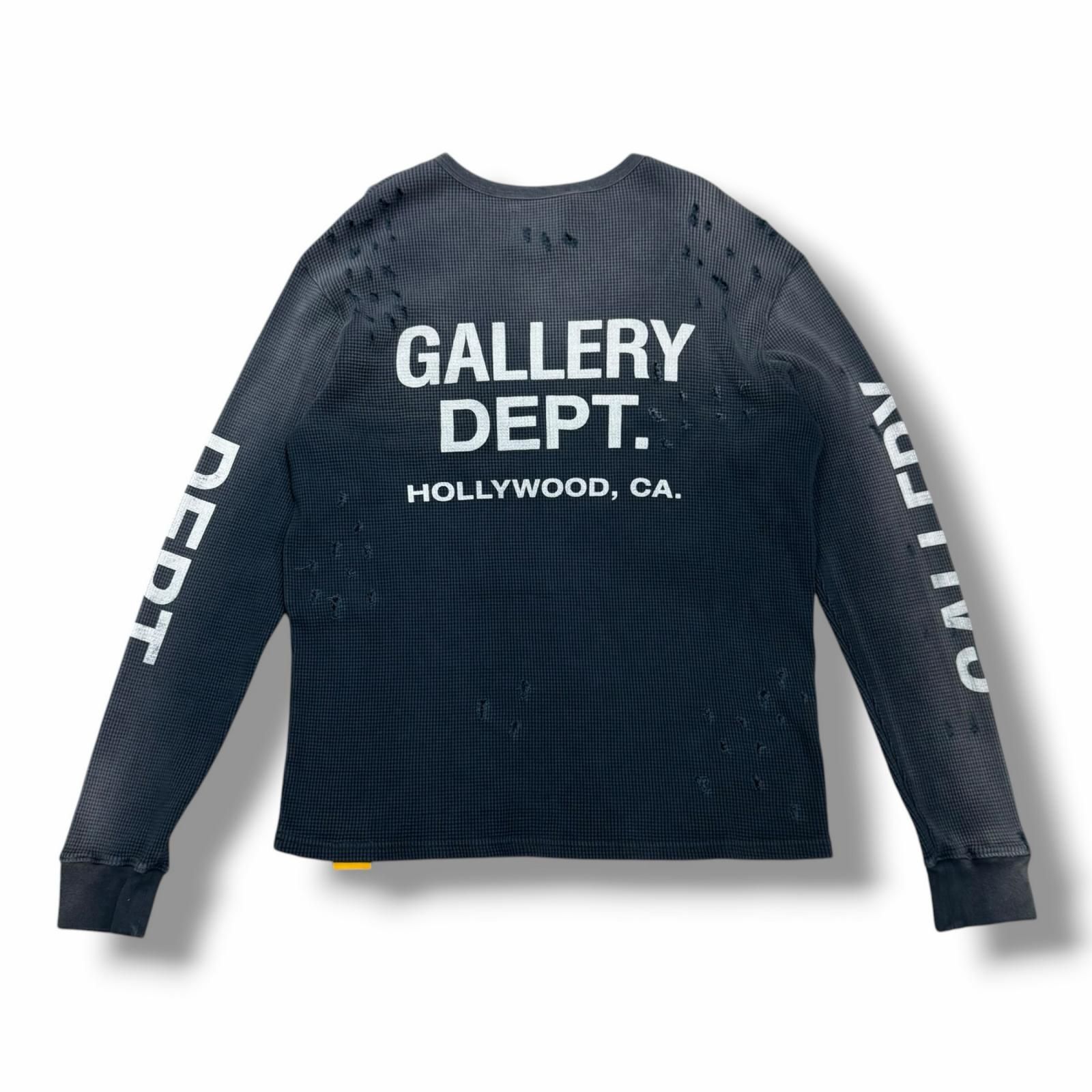 GALLERY DEPT ギャラリーデプト サーマル ロゴ ロンT カットソー GALLERY DEPT. クラッシュ加工 サーマルカットソー 長袖Tシャツ ろご