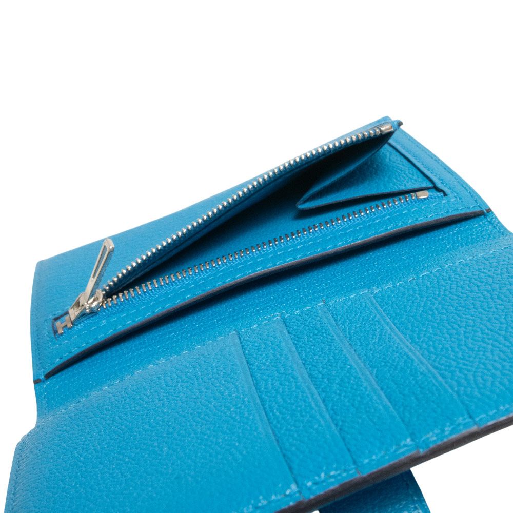 レアカラー✨定価33万✨美品✨HERMES  ベアン  クラシック　シェーブル 美品】HERMES ベアンクラシック 長財布 シェーブル ブルー ゴールド