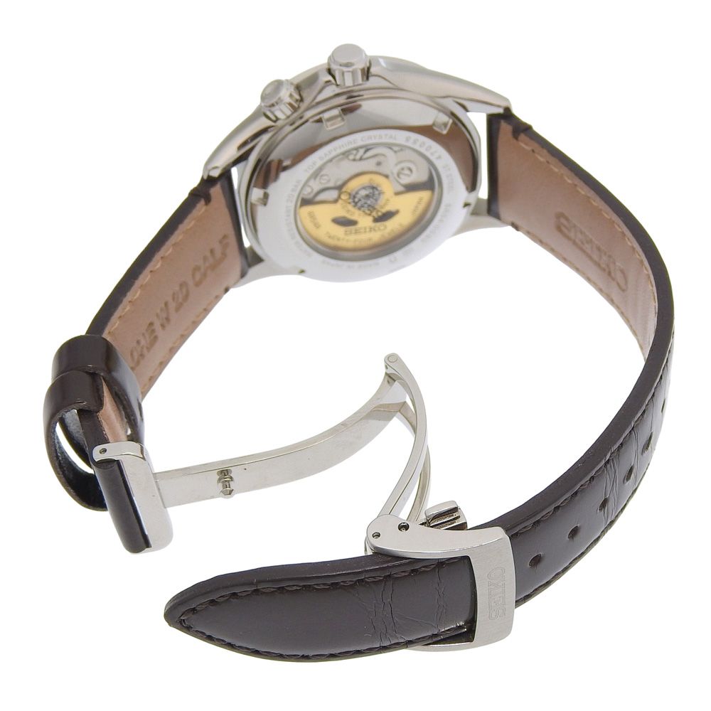 【本物保証】 超美品 セイコー SEIKO プロスペックス アルピニスト GMT 6R54 00B0 SBEJ005 グリーン文字盤 裏スケ SS レザー 自動巻 約39mm 本物保証】 超美品 セイコー SEIKO プロスペックス アルピニスト GMT