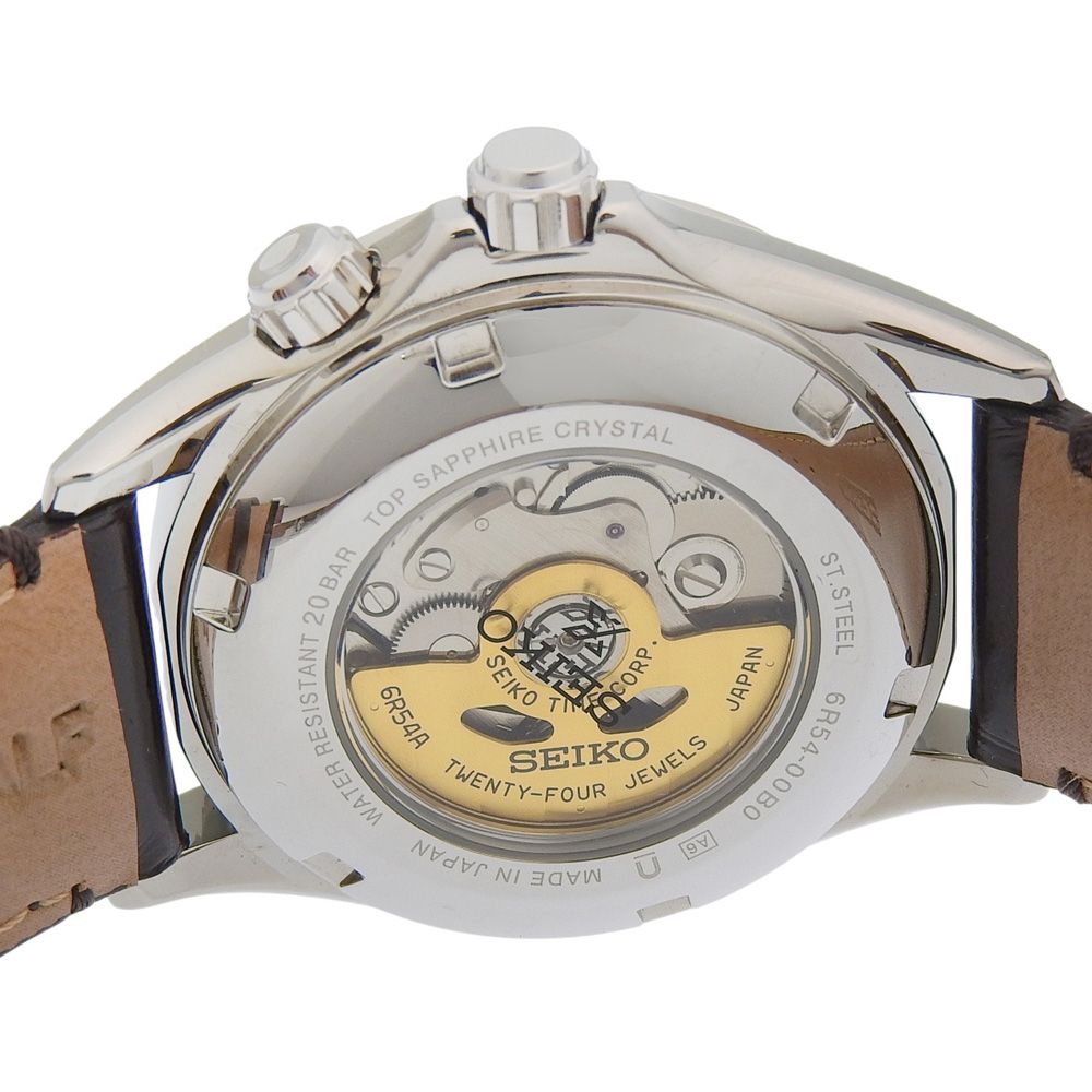【本物保証】 超美品 セイコー SEIKO プロスペックス アルピニスト GMT 6R54 00B0 SBEJ005 グリーン文字盤 裏スケ SS レザー 自動巻 約39mm 本物保証】 超美品 セイコー SEIKO プロスペックス アルピニスト GMT