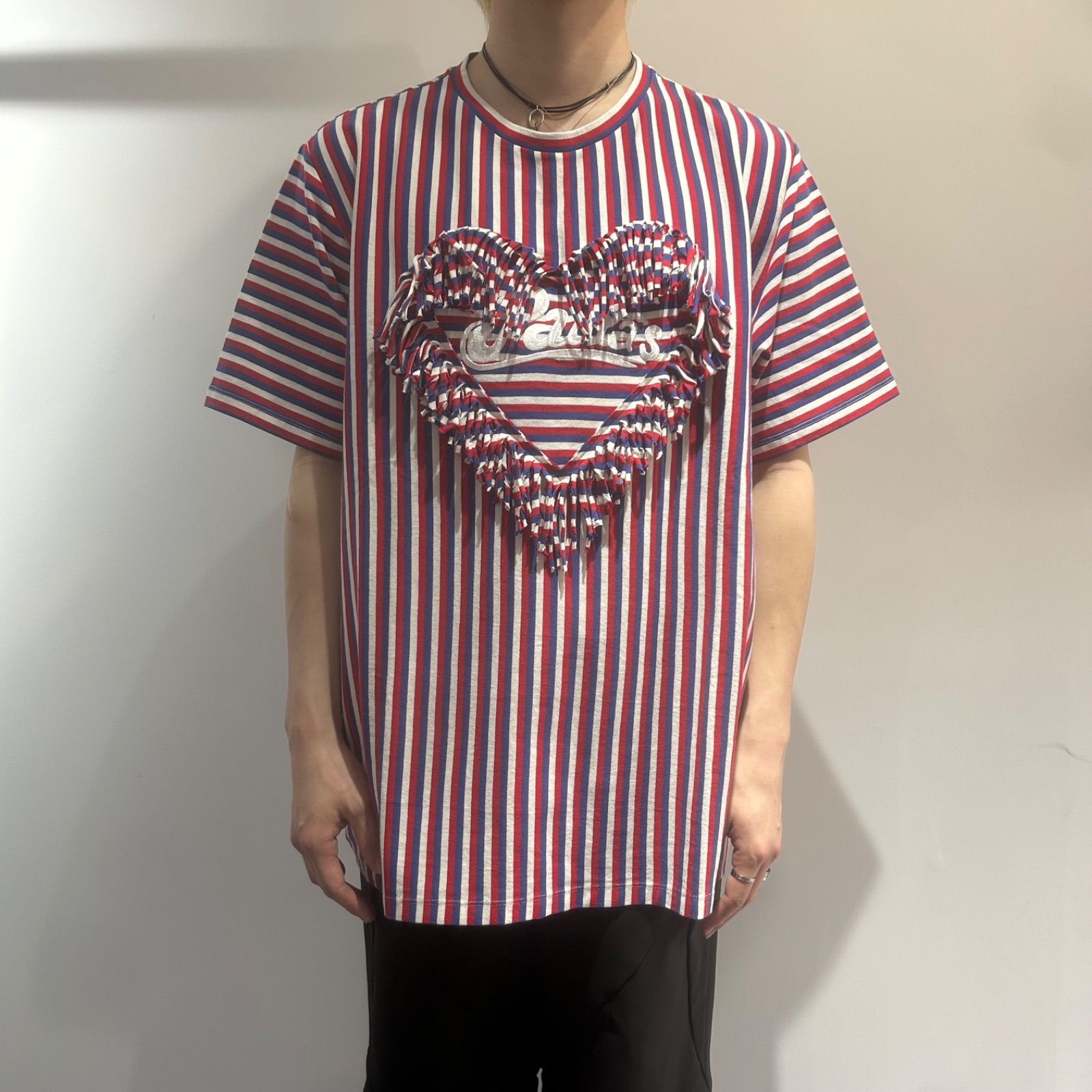 美品】LOEWE×Paula's Ibiza ストライプ フランジ Tシャツ レッド