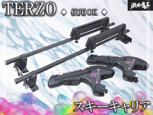 ★使用OK★ TERZO テルッツォ 汎用 スキーキャリア スノーボードキャリア スノーキャリア 2本セット 鍵付き 全長約121cm 高さ約21cm 即納