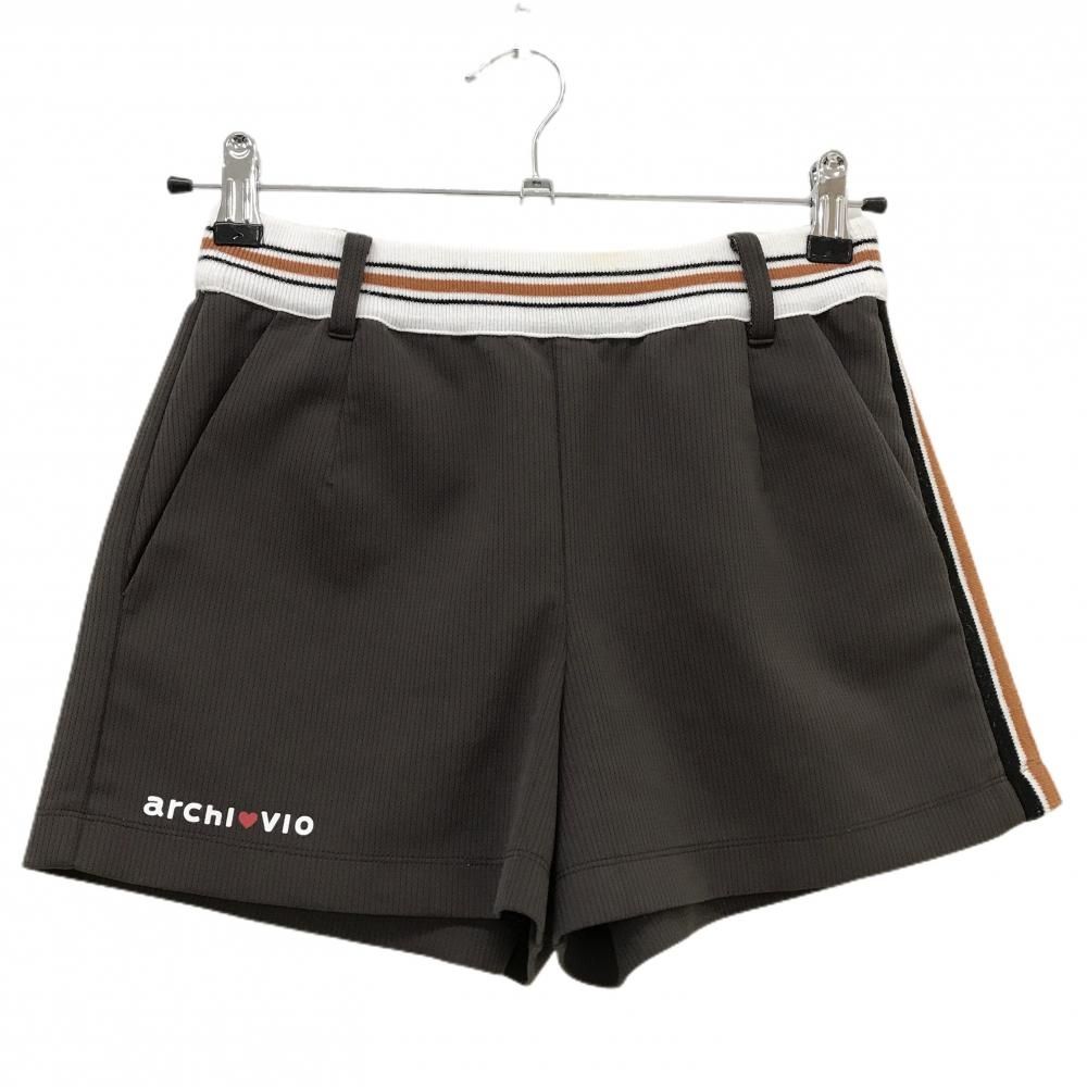 ARCHIVIO ブラウン ショートパンツ ゴルフ 新品未使用 アルチビオ アルチビオ ショートパンツ ブラウン×白 ウエスト・サイドライン