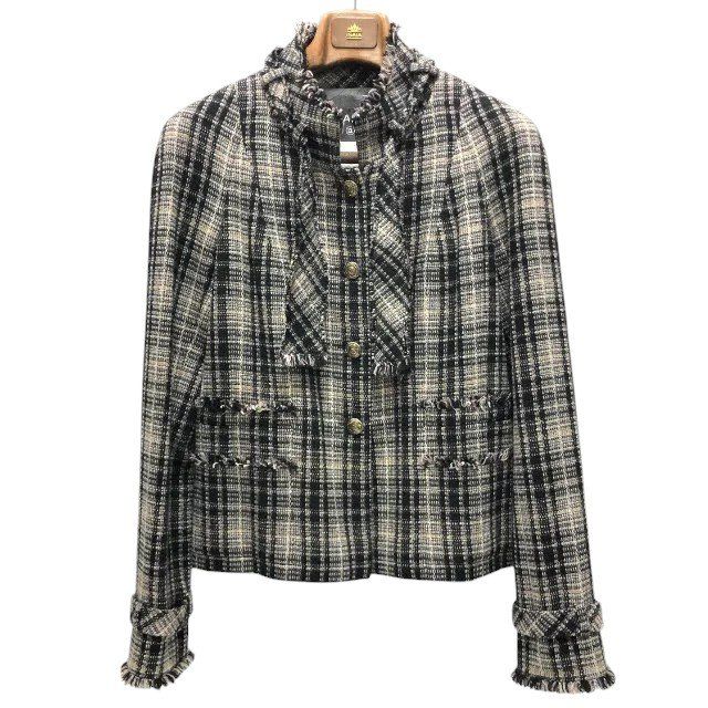 美品　シャネル　CHANEL　ツイード　ジャケット　05A 　サイズ　38 ラメ 美品【CHANEL】シャネル 05A ツイード スタンドカラー ジャケット