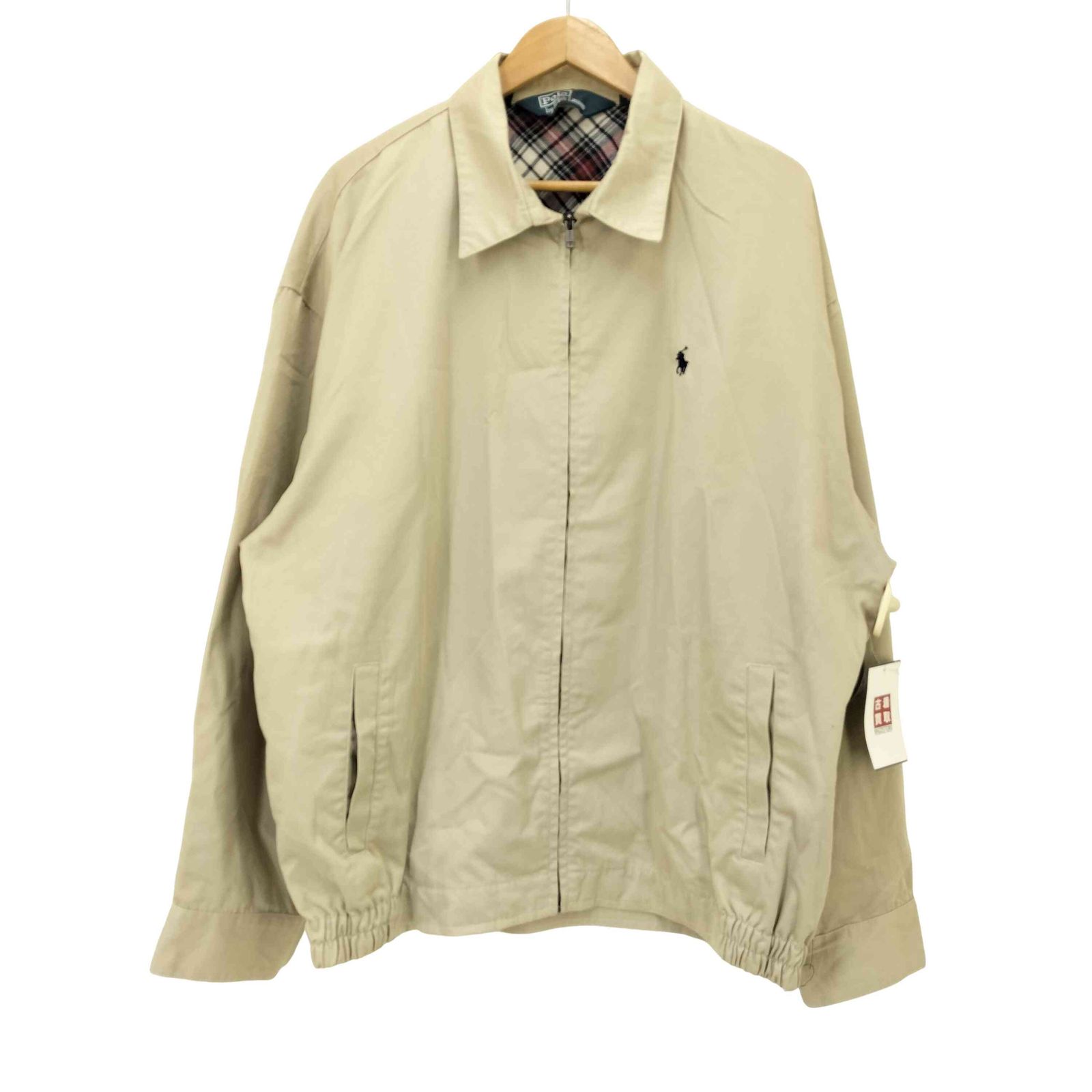 【USA製】ポロバイラルフローレン スイングトップ XL ベージュ 裏地チェック ポロバイラルフローレン Polo by RALPH LAUREN 90s 裏地チェック柄