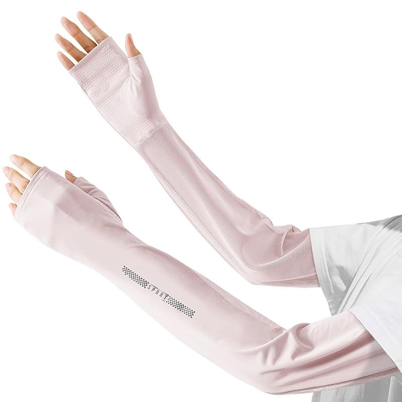 【新品】 [Luckmast] アームカバー レディース 腕カバー 【UVカット・UPF50+・接触冷感】 さらさら 吸汗速乾 ゆったり メッシュ通気 ロング丈 滑り止め付き 紫外線対策 日焼け防止 アウトドア/ゴルフ/スポーツ用 夏 ドライ 通気性 両腕 0