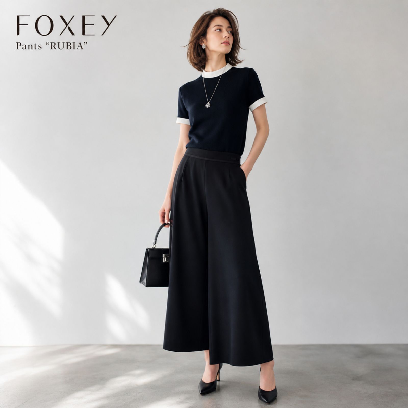 FOXEY フォクシー ニットパンツ ウール 黒 ワイド ガウチョ 38 M FOXEY（フォクシー） 37476 Wide Pants ワイドパンツ/ ボトムス 40