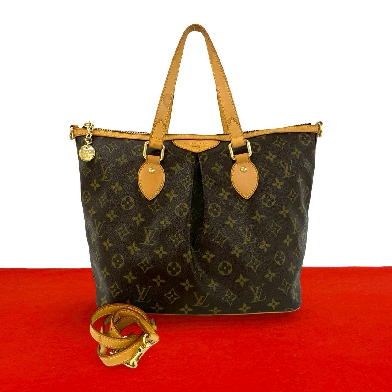 極 美品 LOUIS VUITTON ルイヴィトン パレルモ PM モノグラム レザー 