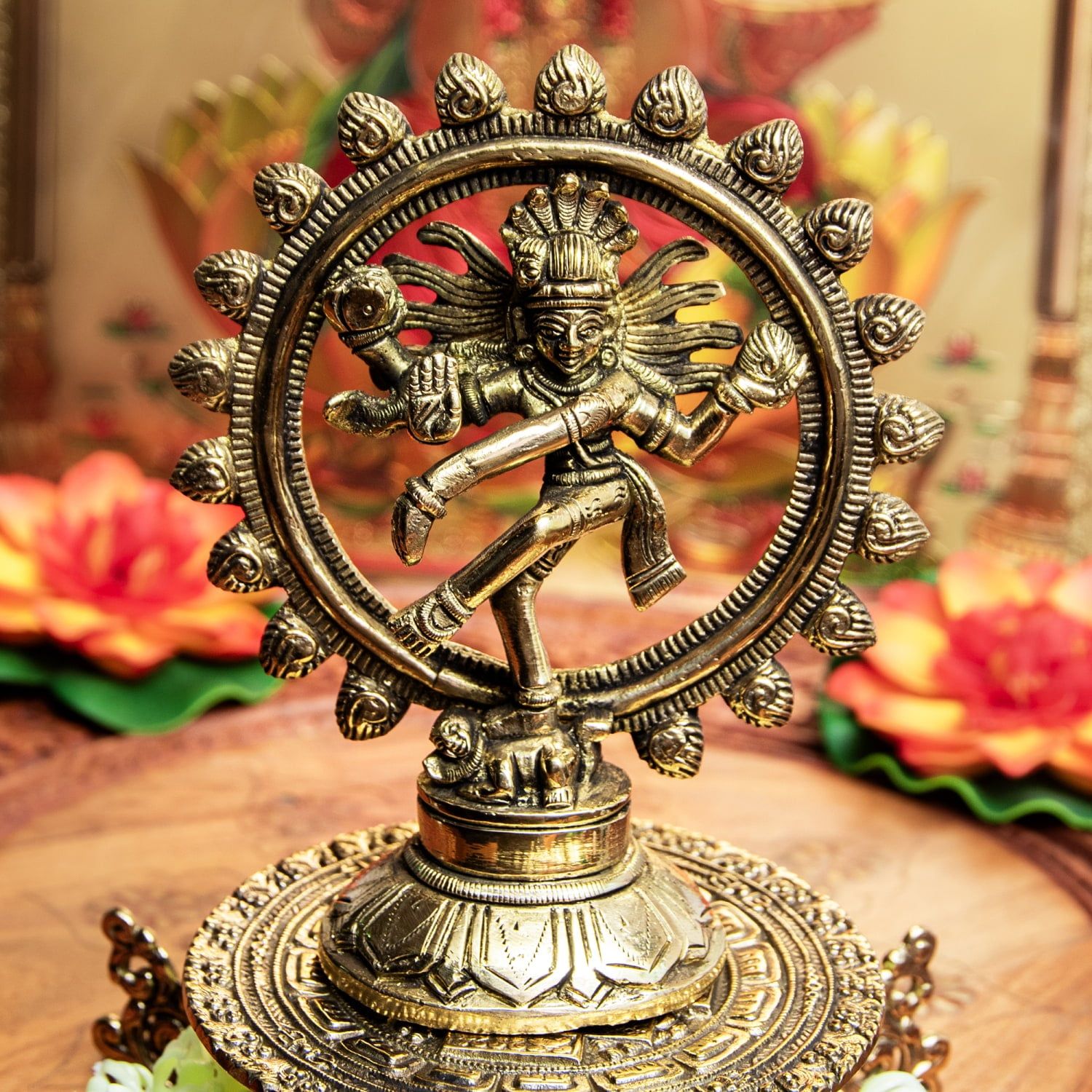 ダンシング・シヴァ　ナタラジ　蓮華文台座　高さ：約14cm / ナタラジャ ナタラジ シヴァ神 Shiva Natara