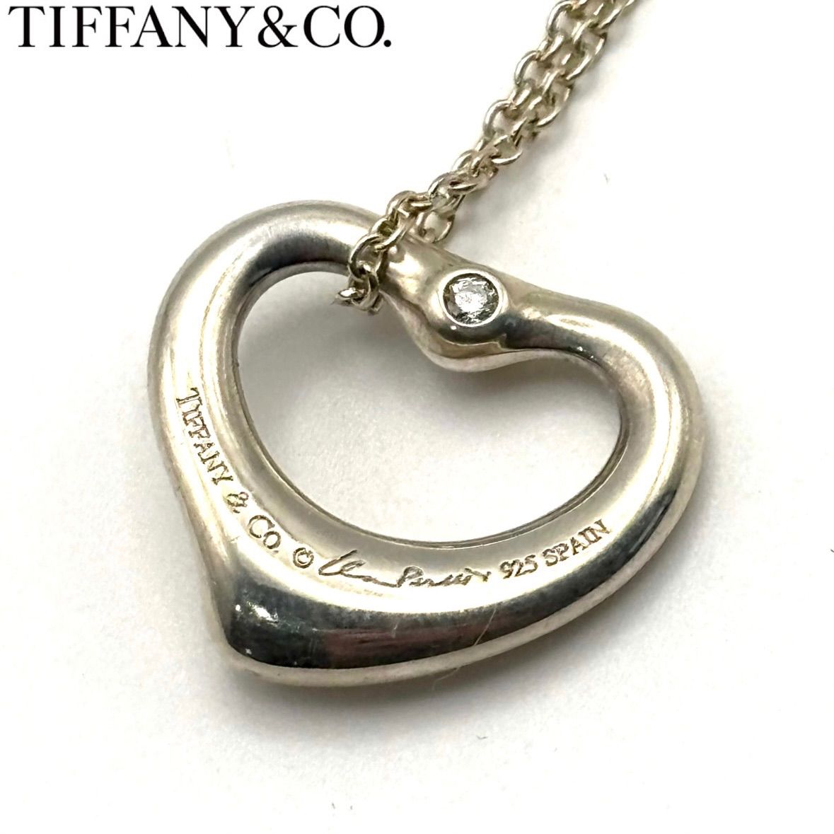 TIFFANY ティファニー オープンハート 1P ネックレス 925×ダイヤ 3.4g シルバー