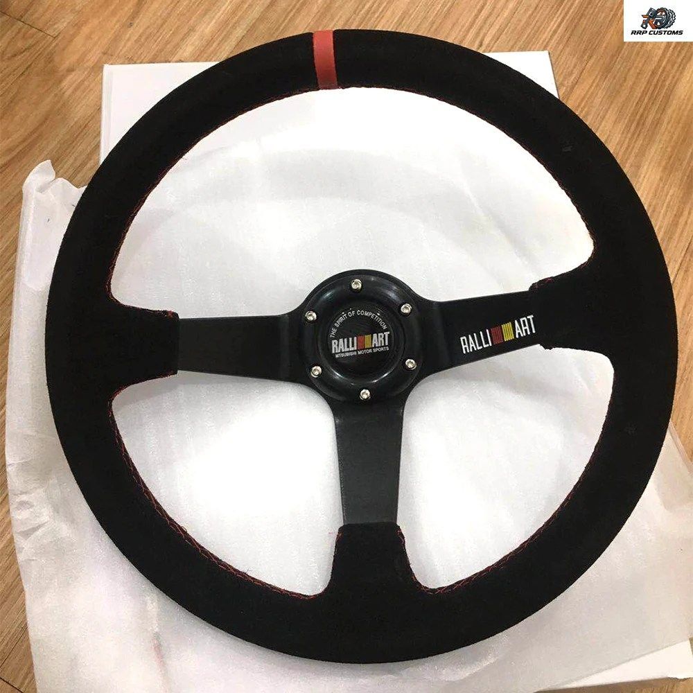 車 RALLY ART 14インチ ステアリングホイール スゥエード