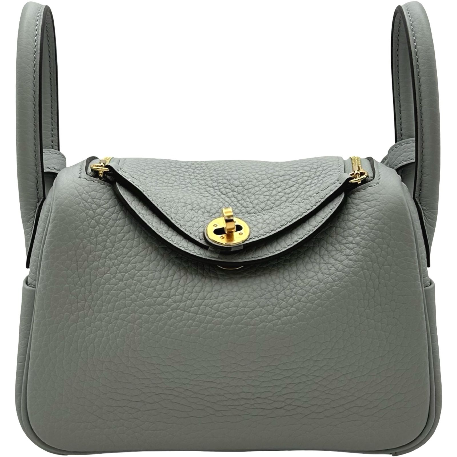 エルメス HERMES リンディ ミニ W刻 ブルーグラシエ ゴールド金具 