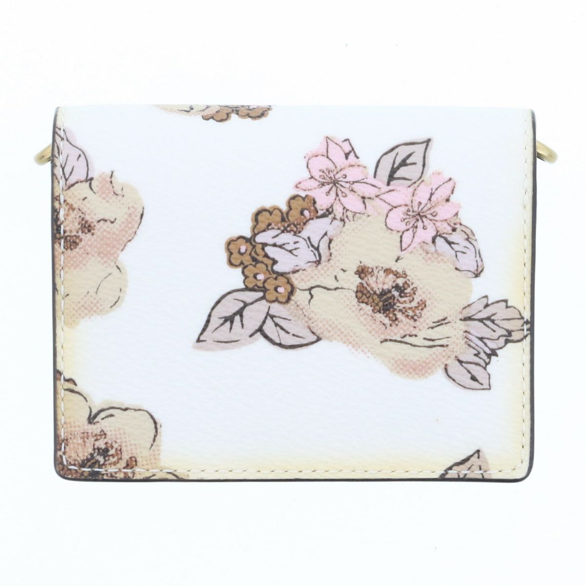 COACH コーチ ヴィズ フローラ ウォレットチェーン PVC レザー ホワイト  レディース【中古】 COACH - COACH コーチ ヴィズ フローラ ウォレットチェーン PVC レザー