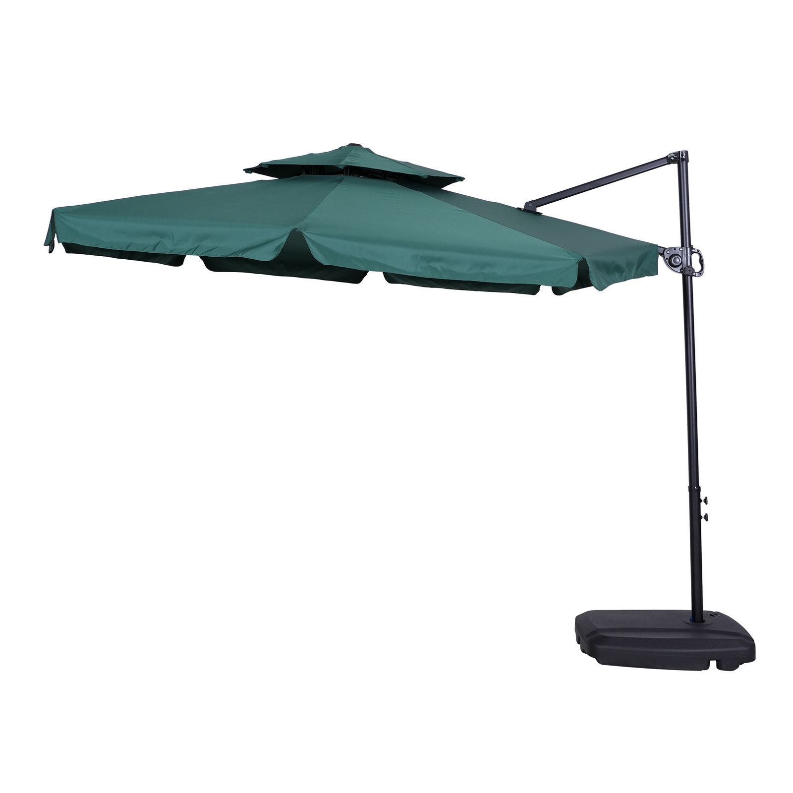 新入荷｜直径300cm 30+UPF紫外線 360度回転 対策角度調整 2層 専用ベース付き パラソル ガーデンパラソル 大型 ビーチパラソル ガーデニング 庭 キャンプ 日傘 家庭での使用 商業利用 海辺 プール 海の家【グリーン】 【グリーン】
