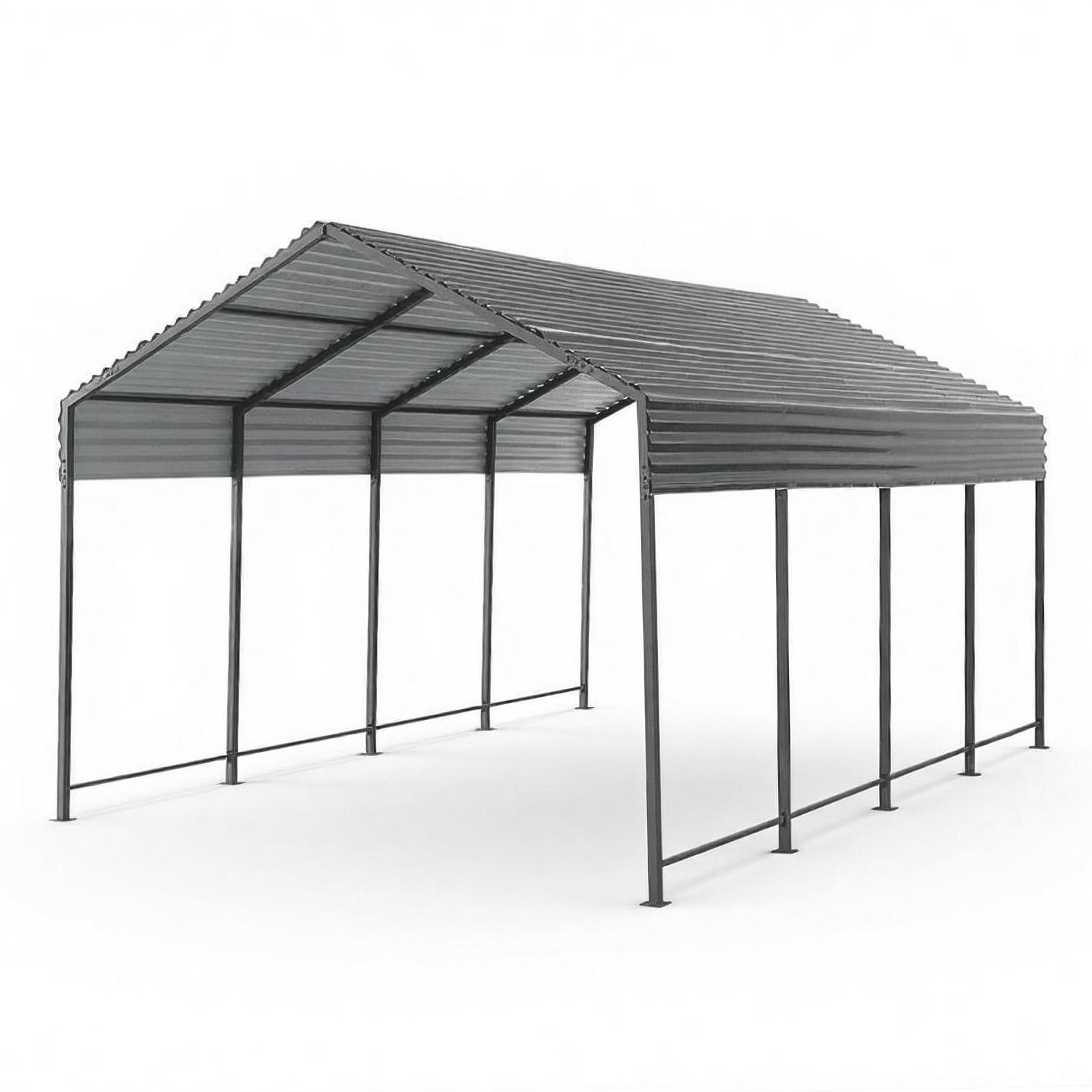 新入荷｜スチール車庫 ガレージ L450*W300*H250cm カーポート 頑丈 鋼板　専用エキスパンションボルト付属 【グレー】