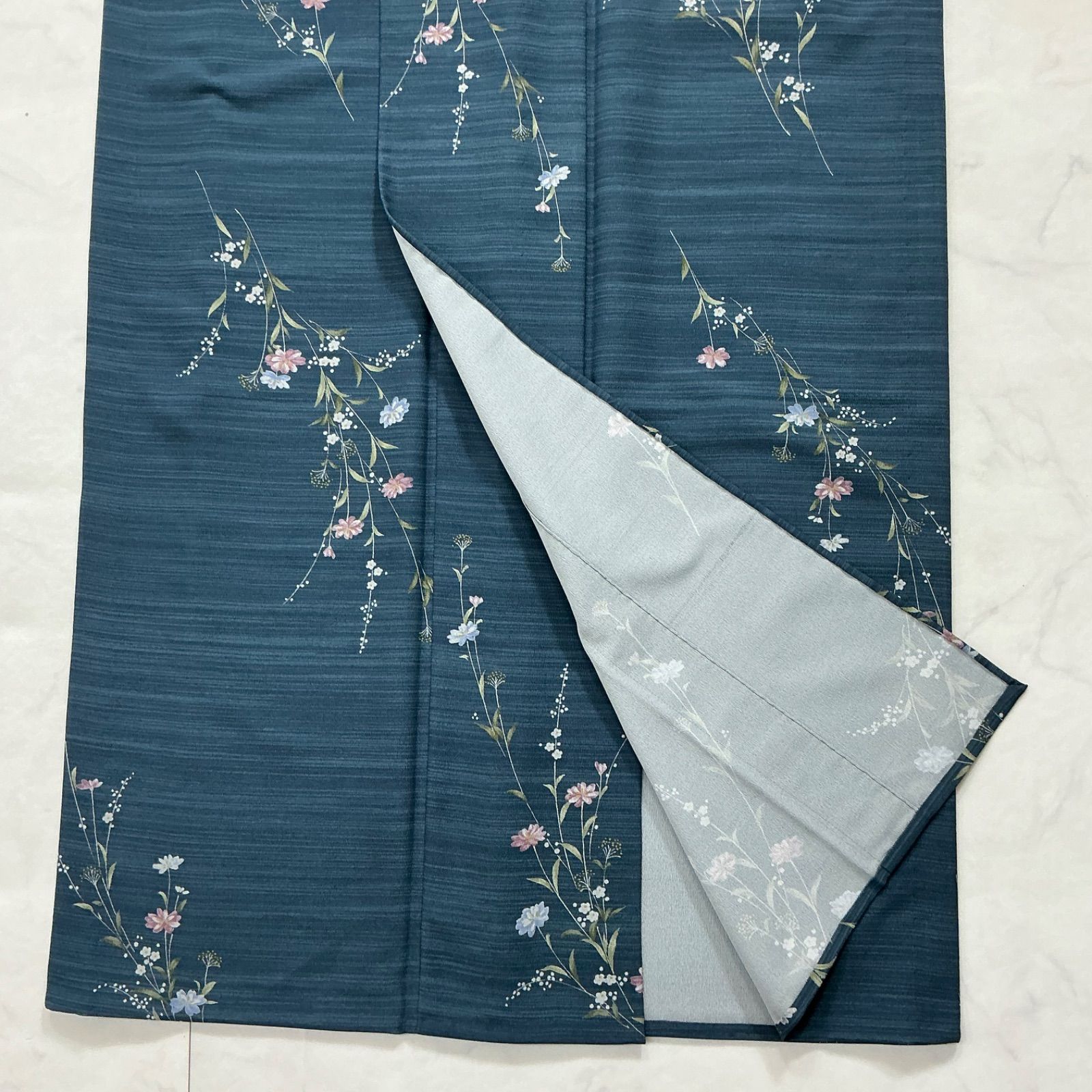 M*u様 kimonoarisa◆単衣◆未使用同然◆附下訪問着◆仕付け糸◆裄67 ◇kimono+one◇kimonoarisa◇未使用同然◇単衣◇洗える◇高級化繊