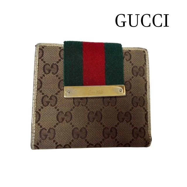GUCCI 二つ折り財布 シェリーライン GGキャンバス レザー Wホック GUCCI（グッチ） 【30%OFFセール】グッチ Wホック 財布 二つ折り ミニ