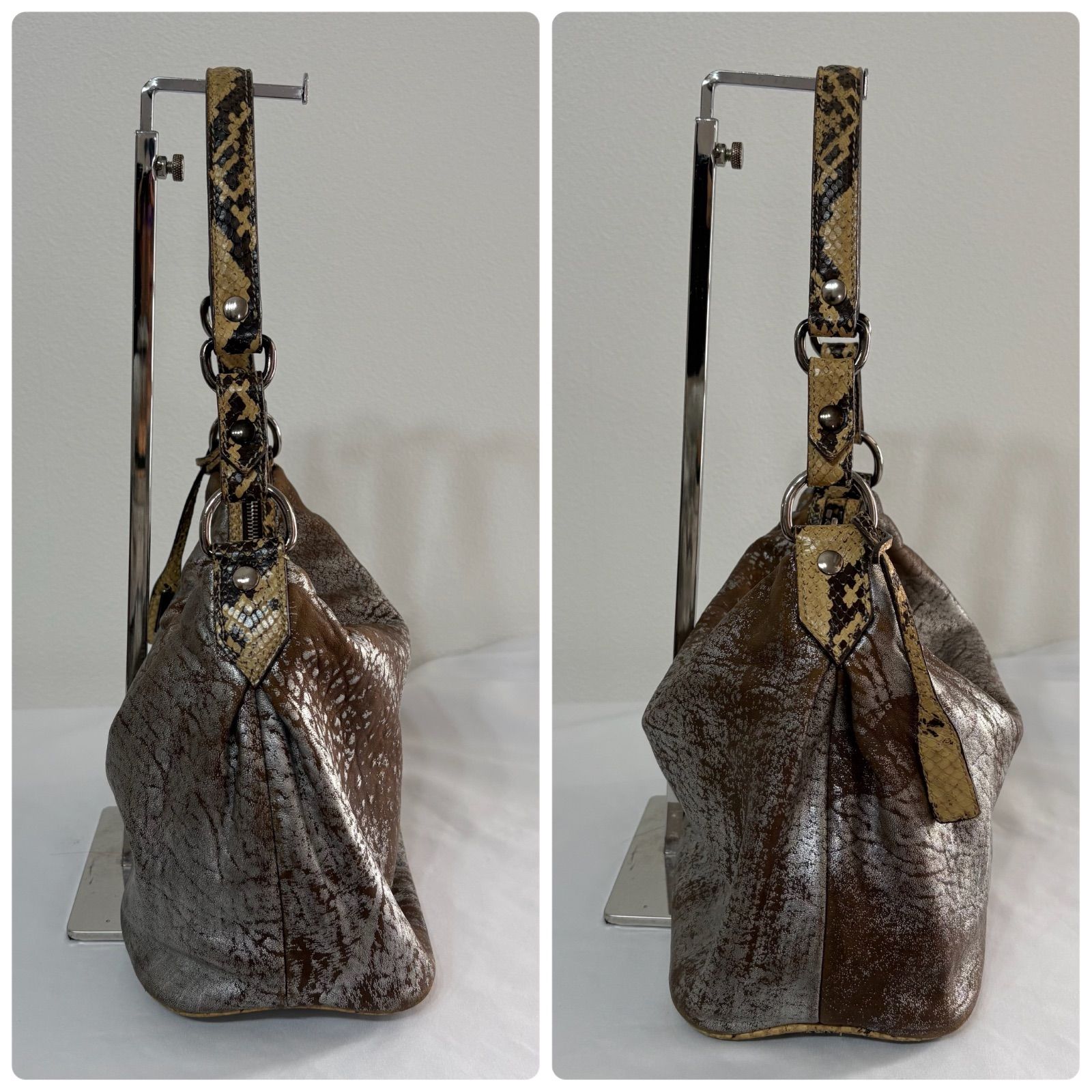 miu miu Archive Python Leather Shoulder Bag Metallic Silveミュウ 