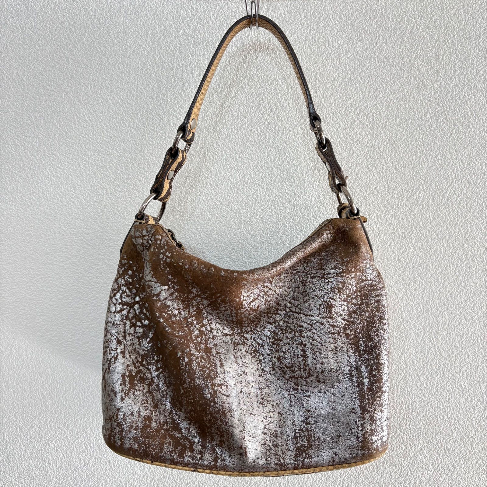 miu miu Archive Python Leather Shoulder Bag Metallic Silveミュウ 
