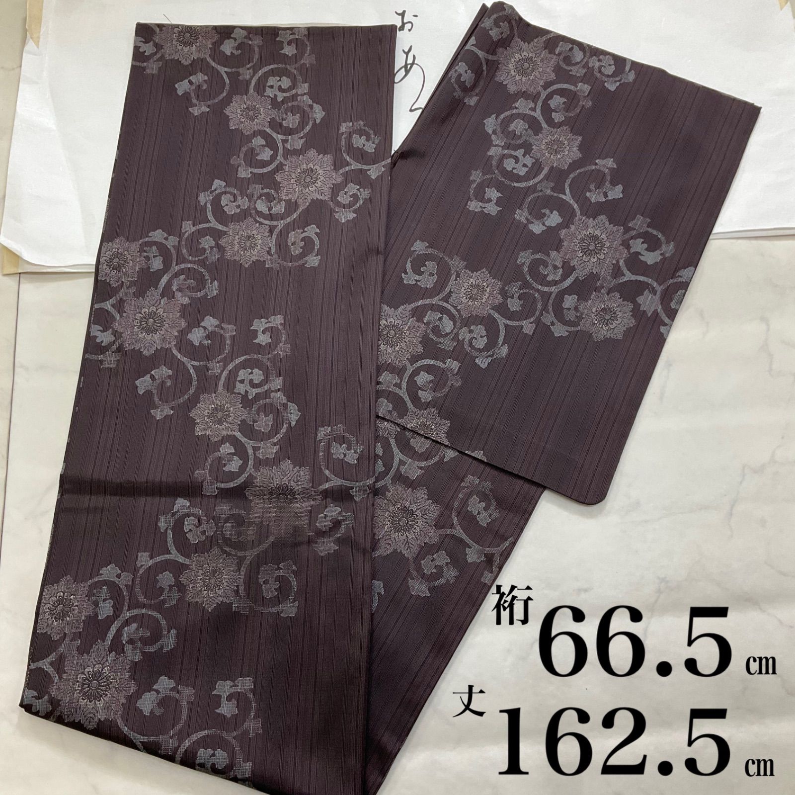 kimono+one◆kimonoarisa◆単衣◆厳選◆美品◆単衣◆はなぶさ◆ぎゃれ英◆お洒落な小紋◆裄長◆ロング◆裄66.5肩丈162.5◆