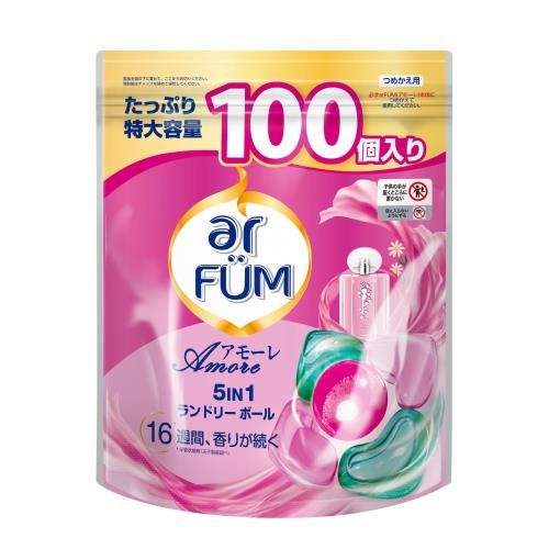 韓国1.2億個販売突破洗濯洗剤 アフューム arfum アモーレ Amore ジェル ボール型 5in1 柔軟剤入り 特大容量(サイズ) 詰替(詰め替え) 日本製 (特大詰替100粒)