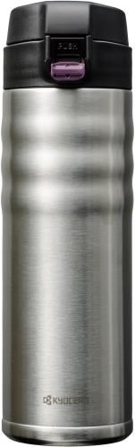 京セラ 水筒 セラミック コーヒー ボトル マグボトル 500ml ワンタッチ式 内面セラミック加工 真空断熱構造 保温 保冷 CERAMUG セラマグ シルバー MB-17FSS-AZ