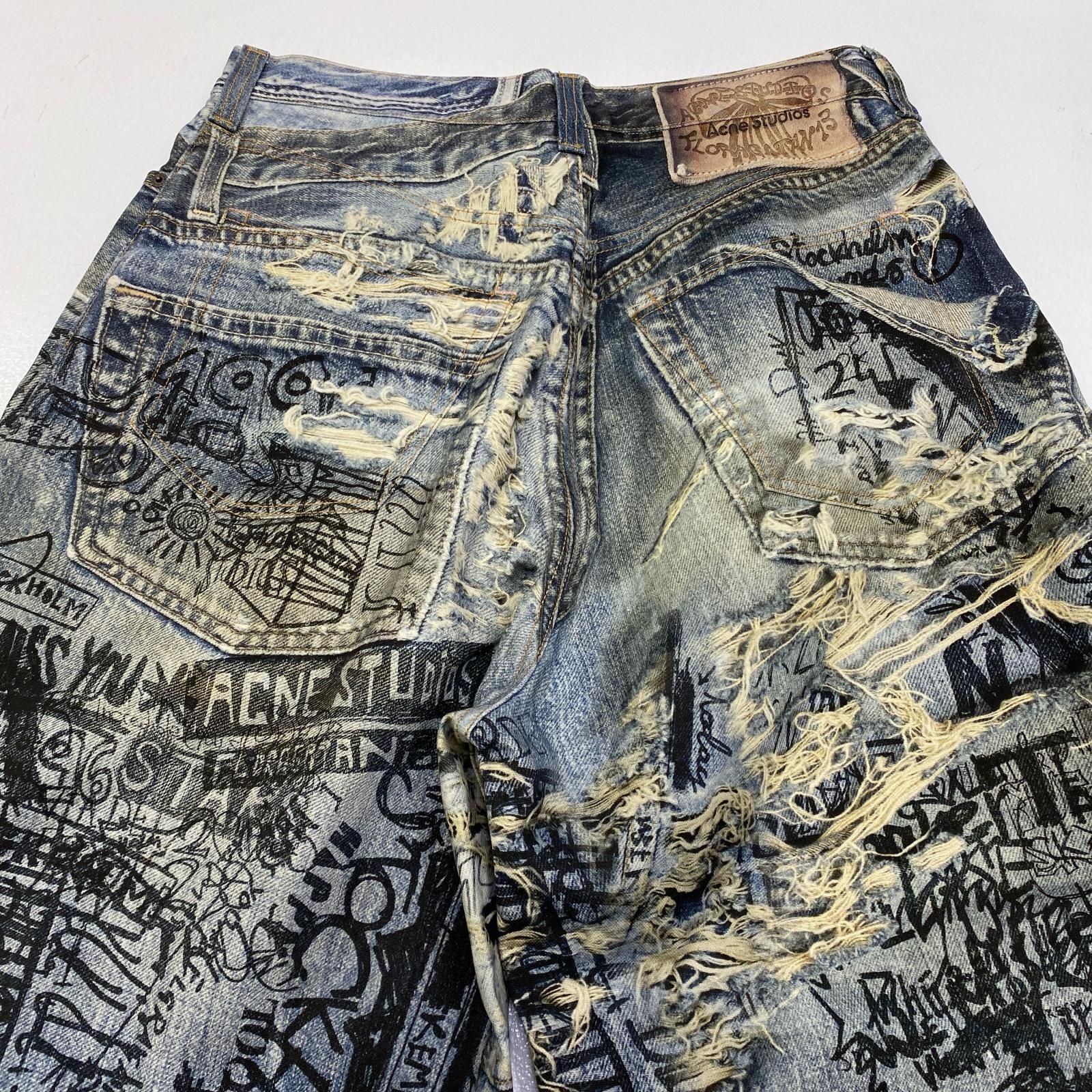【加古川店】 中古 ACNE STUDIOS | アクネストゥディオズ デニムパンツ SUPER BAGGY FIT JEANS:転写ﾌﾟﾘﾝﾄ 国内正規品 FN-MN-TROU001097 インディゴ 【108】 加古川店】 中古 ACNE STUDIOS | アクネストゥディオズ デニムパンツ