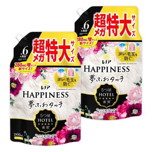 レノア まとめ買い[大容量] ハピネス 夢ふわタッチ 柔軟剤 ヴェルベットブロッサムフローラル 詰め替え 1,900mL×2袋