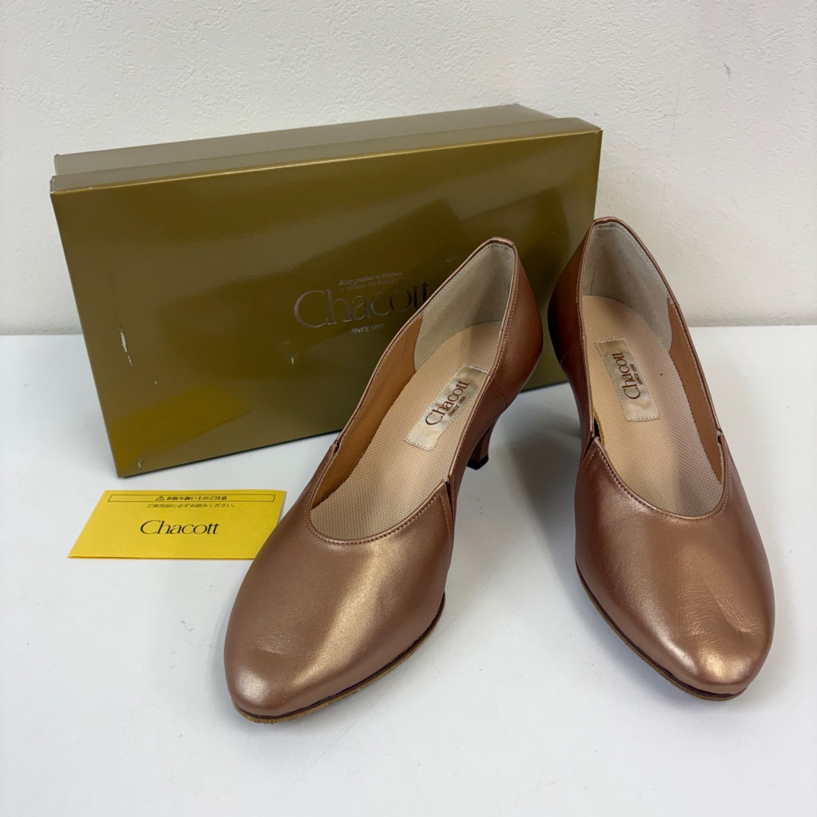 【Chacott】 社交ダンス ダンスシューズ パンプス ゴールドブラウン #5600 24.5cm チャコット 未使用品