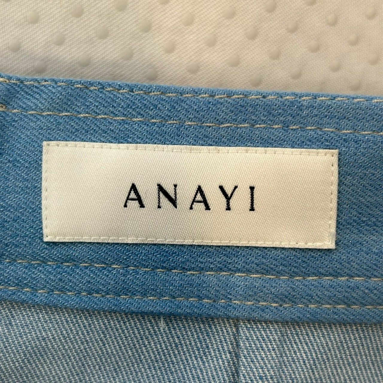 ANAYI アナイ デニムライクペプラムスカート シルク混 絹混 ストレッチ