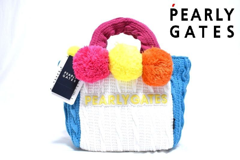 新品 PEARLY GATES ケーブルニット梵天付き カートバッグ Ⓗ 定価1万9800円】新品 PEARLY GATES ケーブルニット梵天付き カート