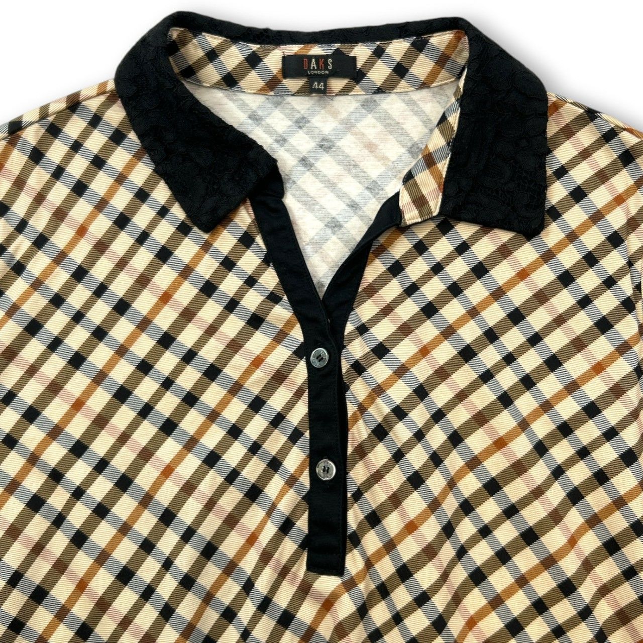 DAKS ダックス チェックxレース ポロシャツ 半袖 トップス チェック柄 