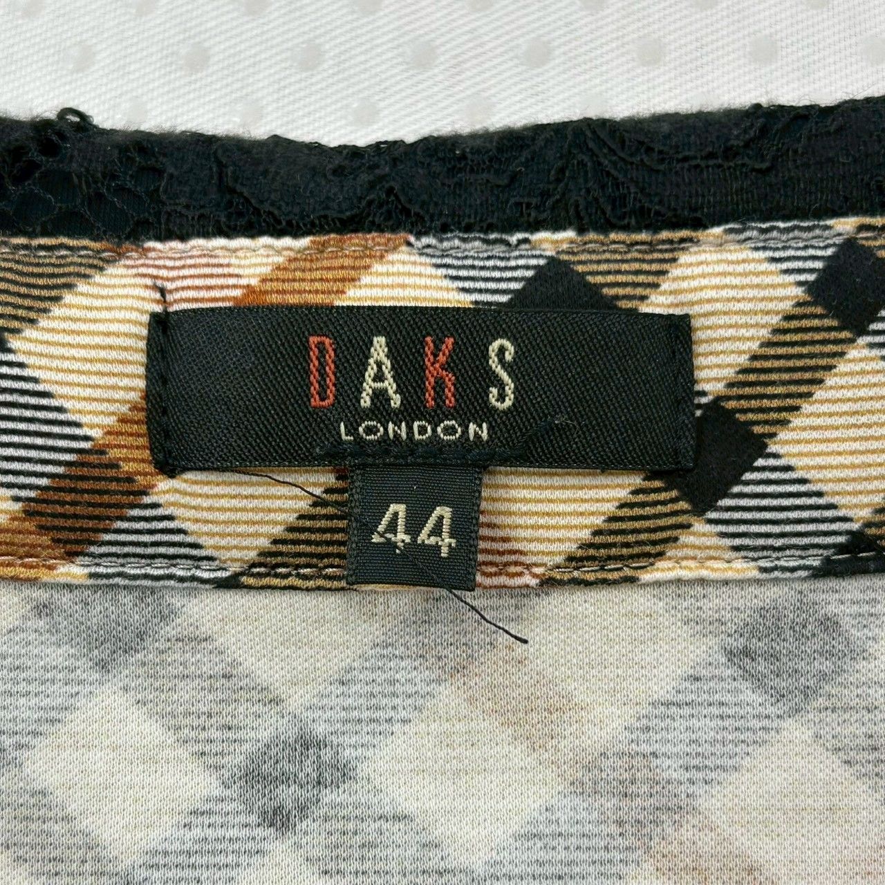 DAKS ダックス チェックxレース ポロシャツ 半袖 トップス チェック柄 