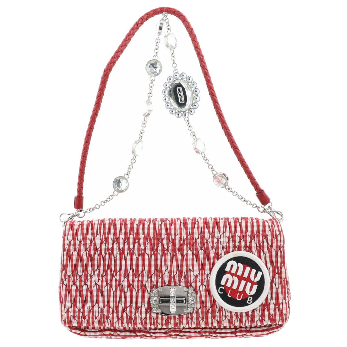 miumiu チェーンショルダーバッグ　赤　中古 miu miu（ミュウミュウ） 中古 斜め掛け ショルダーバッグ レディース