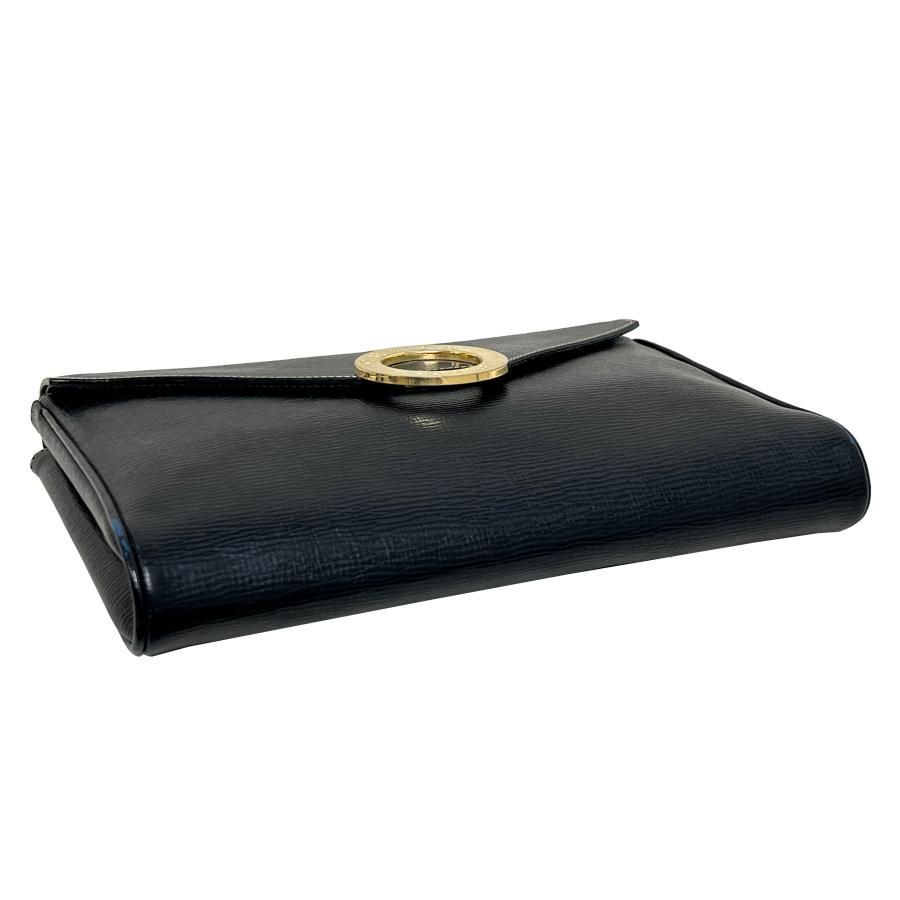 極 美品 CELINE セリーヌ ヴィンテージ ダブル サークル ロゴ 金具 レザー 本革 2way ハンドバッグ ショルダーバッグ ブラック 15208 CELINE（セリーヌ） 極 美品 ヴィンテージ ダブル サークル ロゴ 金具