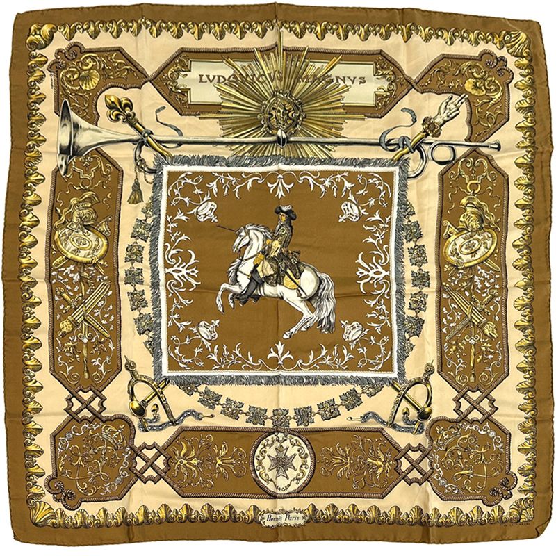 エルメス HERMES スカーフ カレ90 LVDOVICVS MAGNVS 白い馬に跨った