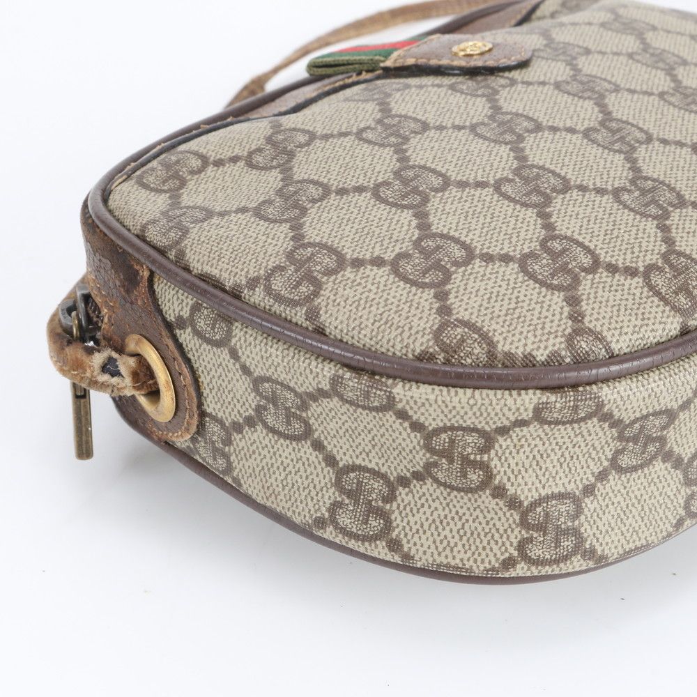 GUCCI オールドグッチ ショルダーバッグ シェリーライン GG柄 GGスプリーム ブラウン PVC×レザー ななめ掛け 本物 ☆ PayPay(ペイペイ)決済可能 ☆ 札幌市 豊平区 平岸 アウトレットモノハウス 美品】GUCCI グッチ シェリーライン GG スプリーム PVC レザー
