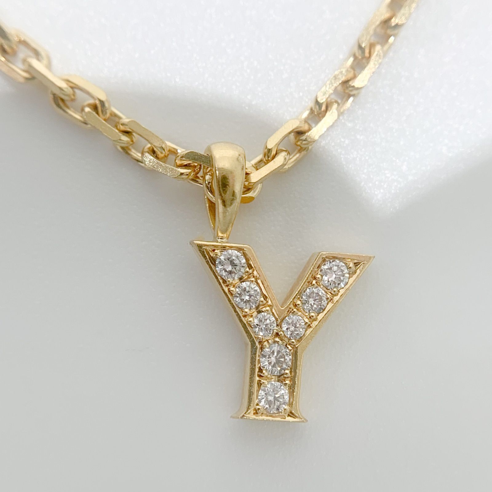 【中古】EYEFUNNY アイファニー ダイヤモンド アルファベット Y K18YG ネックレス イエローゴールド
