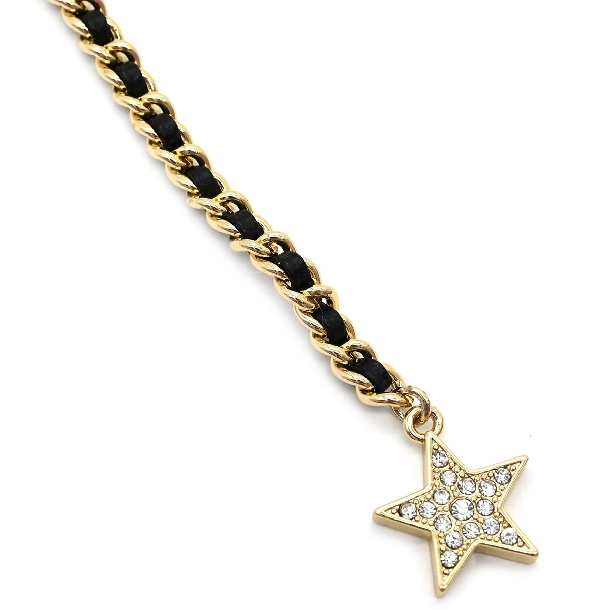 シャネル CHANEL ピアス ココマーク スター GP レザー ラインストーン 