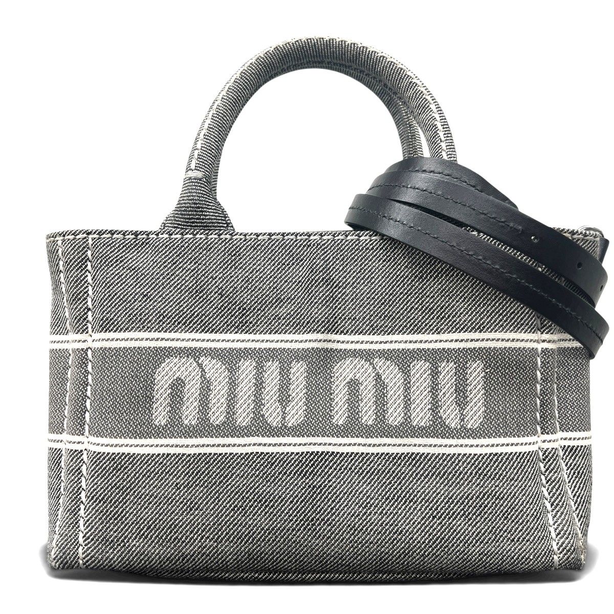 miumiu 希少 ミュウミュウ キャンバス ジャガード ロゴ ミニ 2way 